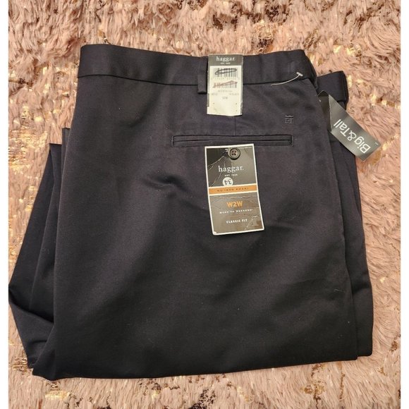 Haggar Mens Black Dress Pants Size 52W NWT - Picture 1 of 5